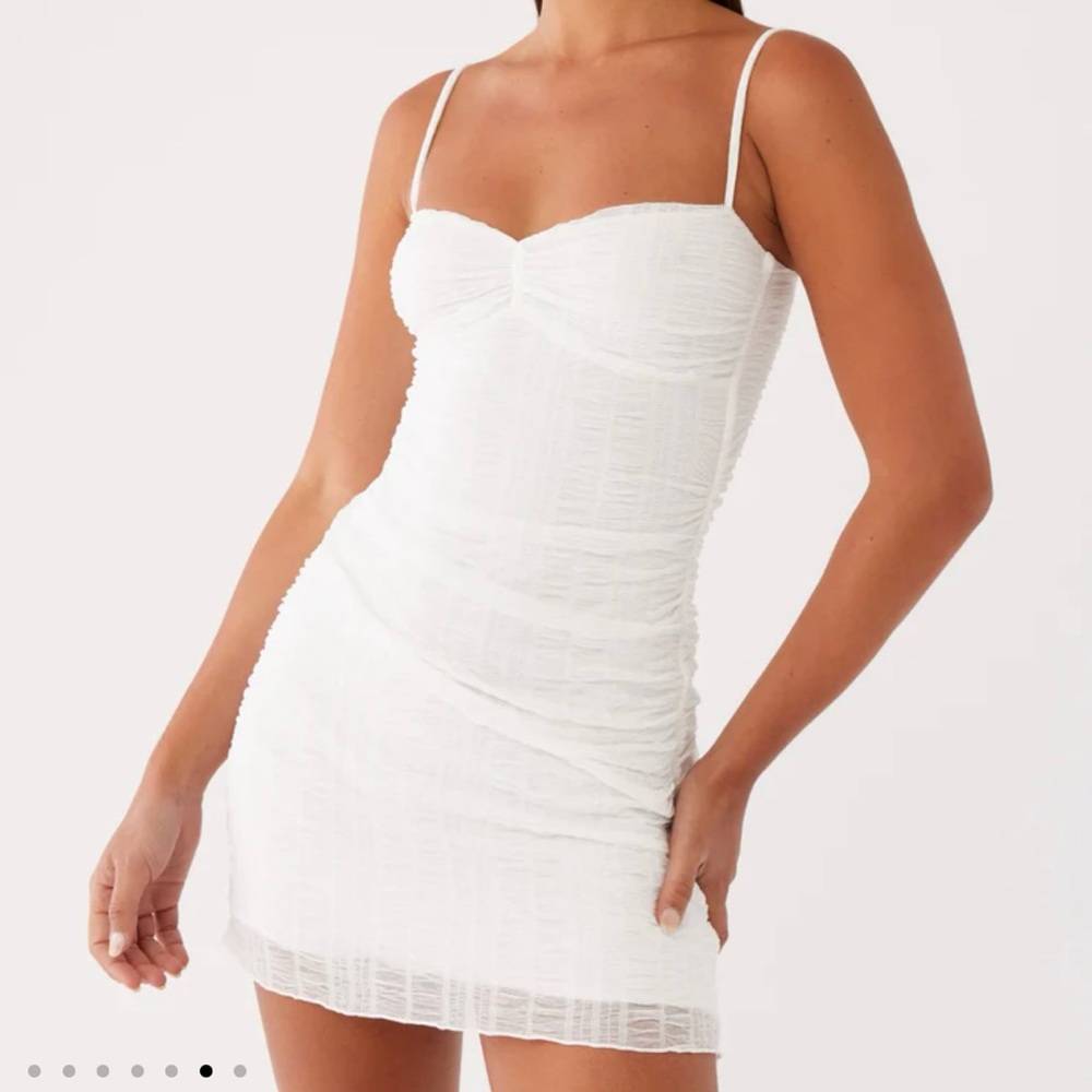 Peppermayo White Textured Mini Dress